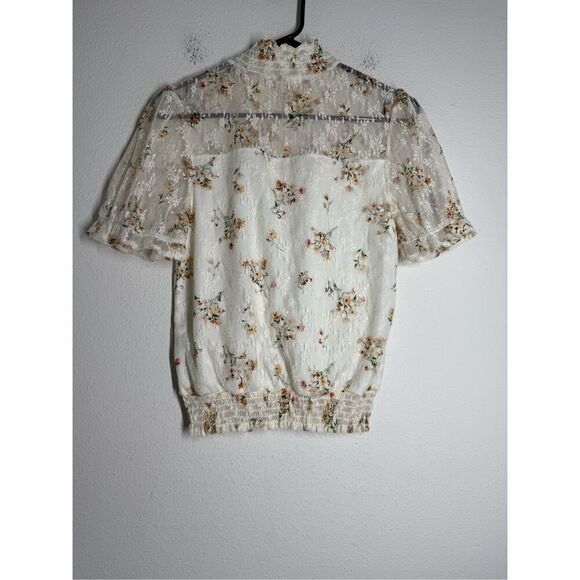 Eyeshadow Bohemian Women’s Floral Print Cream Blouse/Crop Top Size M - Picture 3 of 9